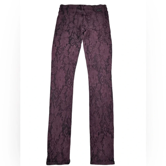 Goldsign Skinny Pants Jeans in Burgundy Animal Print. Size 27. Made in USA - Picture 3 of 15